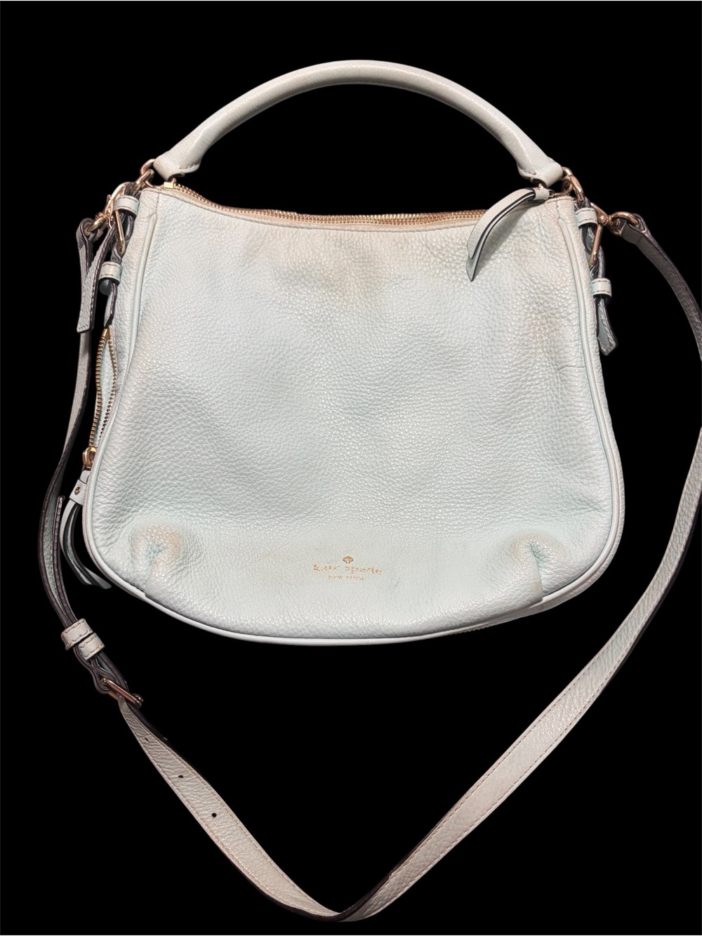 kate spade Light Blue Pebbled Leather Shoulder Bag with Gold Hardware